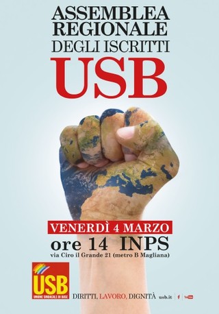 4 marzo: Assemblea regionale delegati e iscritti USB del Lazio